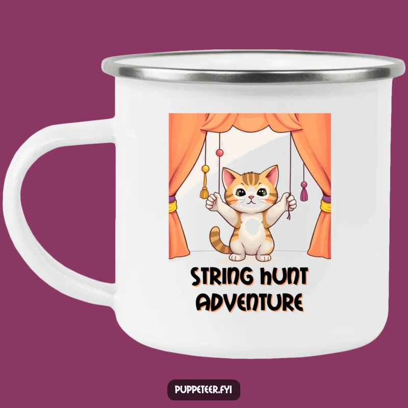 Funny Cat Puppet Camping Mug, Hilarious Outdoor Gift for Cat Lovers