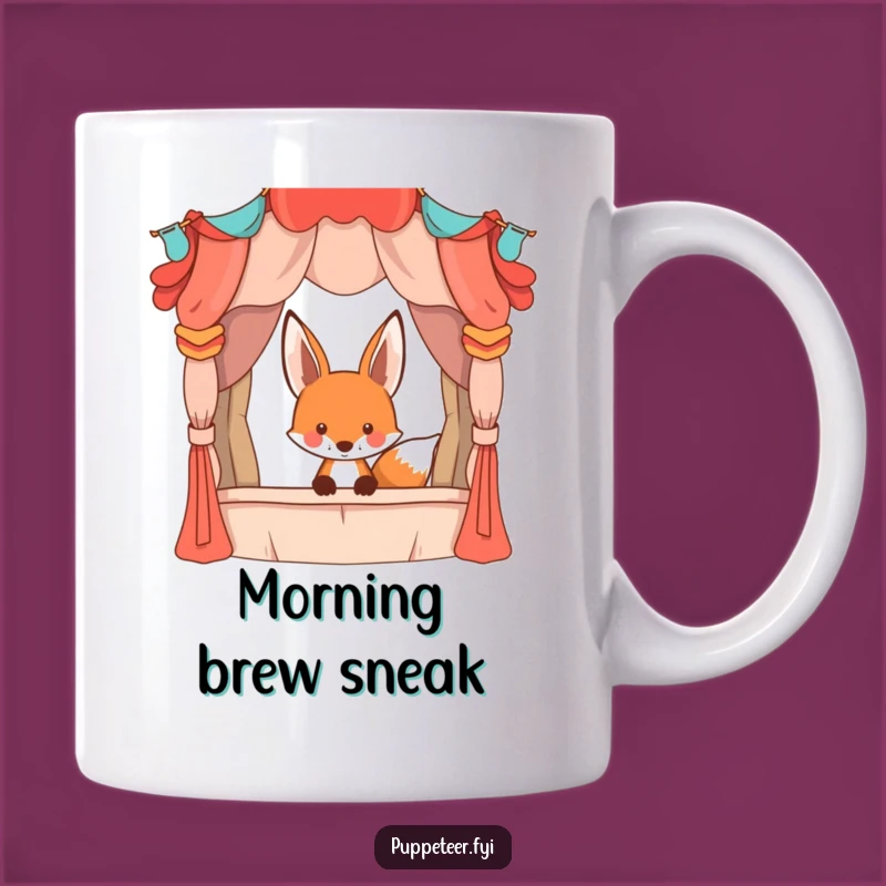 Funny Playful Fox Puppet Stage Mug, Hilarious Gift for Theater Lovers and Fox Fans
