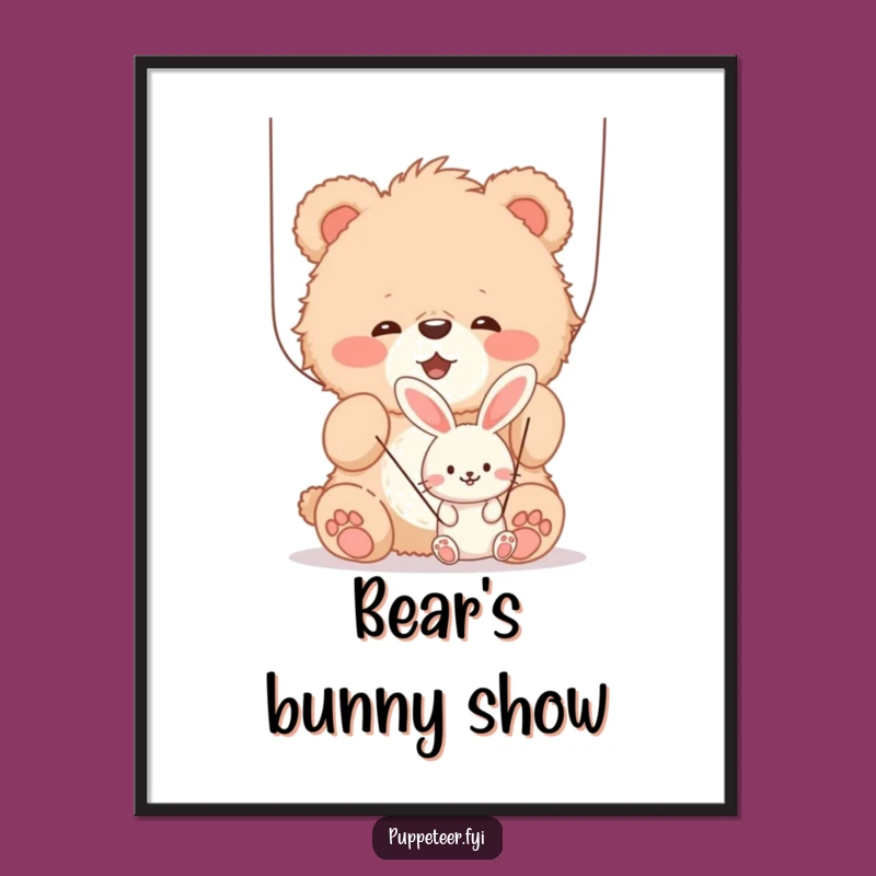 Funny Bear Cub Puppet Art Print, Hilarious Instant Gift for Whimsical Decor
