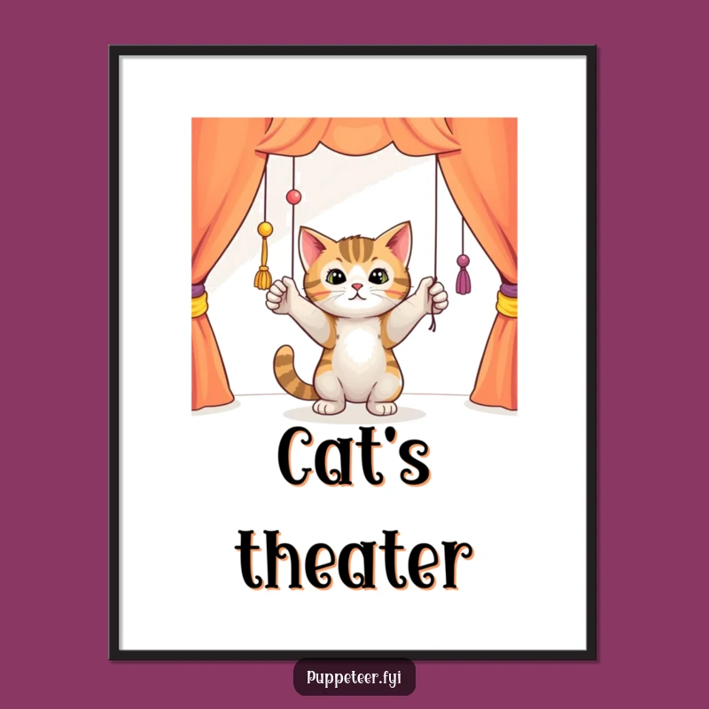 Funny Cat Puppet Art Print, Hilarious Instant Gift for Cat Lovers Decor