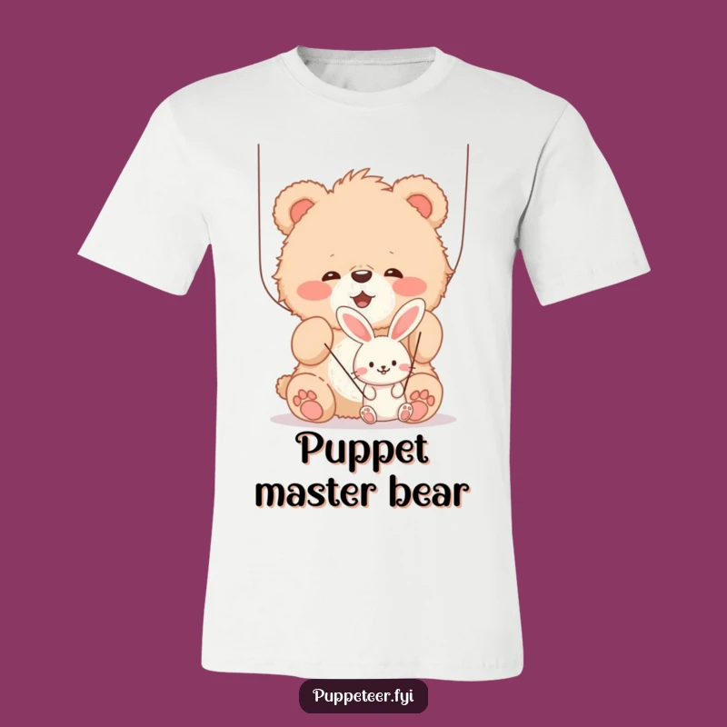Funny Bear Cub Puppet Master T-Shirt, Hilarious Gift for Cute Animal and Puppet Show Fans