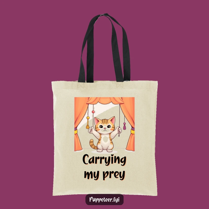 Funny Cat Puppet Strings Tote Bag, Hilarious Gift for Cat Lovers and Shoppers