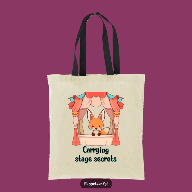 Funny Fox Puppet Stage Tote Bag, Hilarious Gift for Theater Goers and Shoppers